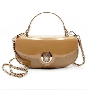 Valentino Olandi Elegant Tan Handbag with Chain Strap